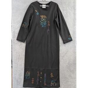Play Alegre Cotton Long Sleeve Maxi Dress Women's M/L Hand‎ Painted Art to Wear